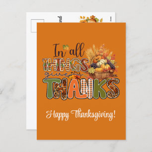 Cartão Postal De Festividades Em Todas As Coisas, Obrigados Felizes Ação de Graç