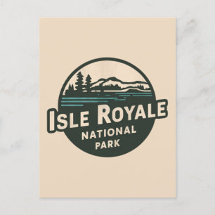 Cartão Postal De Festividades Emblema Retro do Parque Nacional de Isle Royale