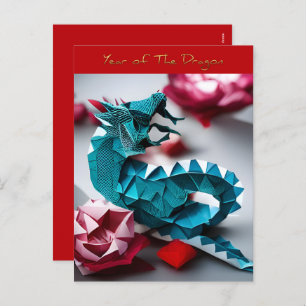 Cartão Postal De Festividades Emerald Dragon Origami Chinês Novo Ano HPostC
