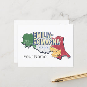 Cartão Postal De Festividades Emilia Romagna Flag Itália Retro Region Map Vintag
