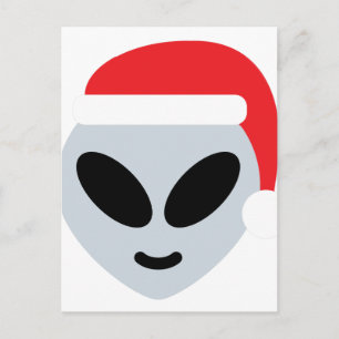 Cartão Postal De Festividades emoji da alienígena de Papai Noel