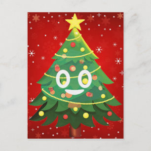 Cartão Postal De Festividades Emoji Xmas Tree Design