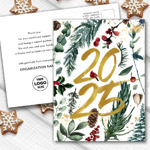 Cartão Postal De Festividades Empresa Dourada 2025 Fesestive Christmas Pine Boug