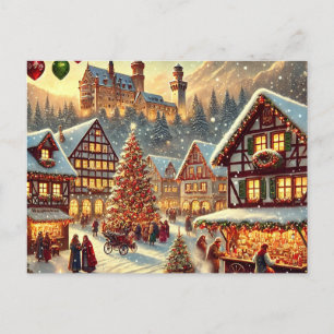 Cartão Postal De Festividades Encantador Design de Natal Alemão – Nostálgico