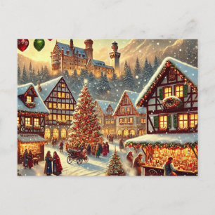 Cartão Postal De Festividades Encantador Design de Natal Alemão – Nostálgico