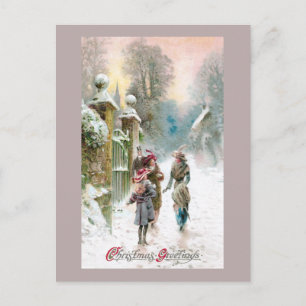 Cartão Postal De Festividades Encontre-te nos Natais vintages do portal