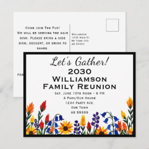 Cartão Postal De Festividades Encontro de Família com Flores Personalizadas Vamo