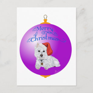 Cartão Postal De Festividades Enfeite de Ajuda do Papai Noel Westie