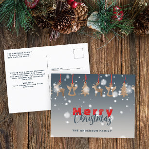 Cartão Postal De Festividades Enfeite de Madeira Rústica de Fazenda Natal Famíli
