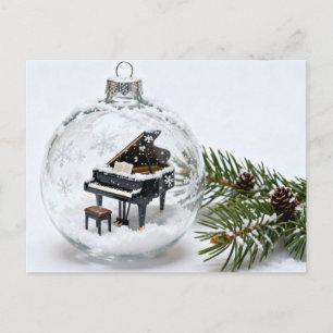 Cartão Postal De Festividades Enfeite de Natal com Piano em Miniatura Dentro