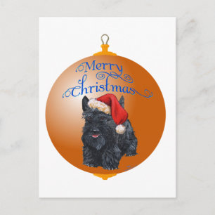 Cartão Postal De Festividades Enfeite de Natal de Terrier Escocês