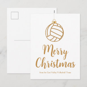 Cartão Postal De Festividades Enfeite de Natal de Volei em Ouro Personalizado Fe
