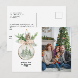Cartão Postal De Festividades Enfeite de Natal em Aquarela Neutra
