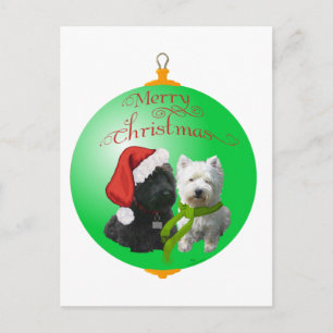 Cartão Postal De Festividades Enfeite de Natal Westie Scottie