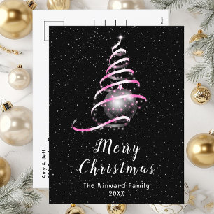 Cartão Postal De Festividades Enfeite Rosa e Preto Feliz Natal