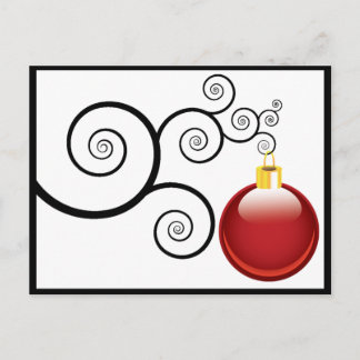 Cartão Postal De Festividades Enfeite Vermelho Natal Xmas Feriado