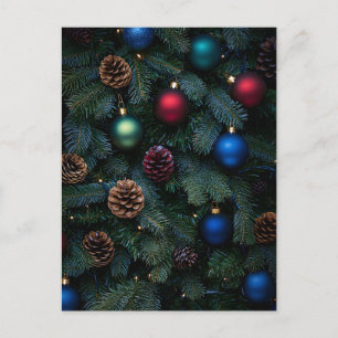 Cartão Postal De Festividades Enfeites Clássicos Elegantes de Árvore de Natal