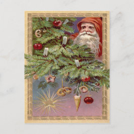 Cartão Postal De Festividades Enfeites de árvore de Natal do Papai Noel Estrela