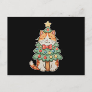 Cartão Postal De Festividades Enfeites de estrela de árvore de Natal de gato gen