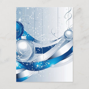 CARTÃO POSTAL DE FESTIVIDADES ENFEITES DE FERIADO AZUL / BRANCO #2