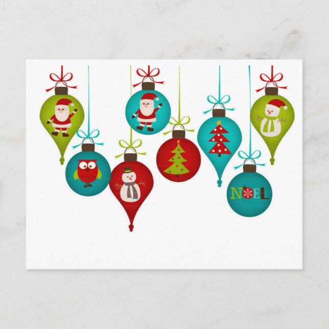 Cartão Postal De Festividades Enfeites de natal (Frente)