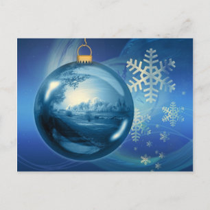 Cartão Postal De Festividades Enfeites de natal Ball Noite Adormecida Azul