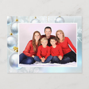 Cartão Postal De Festividades Enfeites de Natal Brancos personalizados com Foto