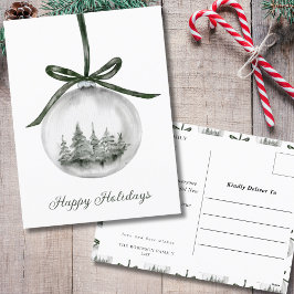 Cartão Postal De Festividades Enfeites de natal de Feriados Felizes da Aquarela