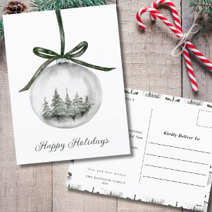 Cartão Postal De Festividades Enfeites de natal de Feriados Felizes da Aquarela