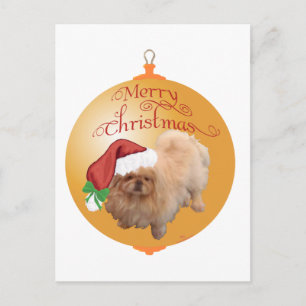 Cartão Postal De Festividades Enfeites de natal de Pekingese