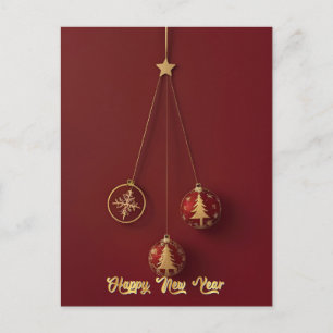 Cartão Postal De Festividades Enfeites de Natal Elegantes