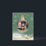 Cartão Postal De Festividades Enfeites de natal Foto Snowflakes Orçamento Modern<br><div class="desc">Enfeites de natal ouro bonito com sua foto favorita adicionada para personalizar todos os seus familiares e amigos. O cartão perfeito para a pessoa num orçamento.</div>