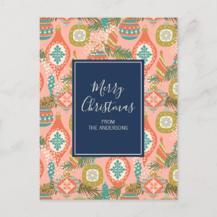 Cartão Postal De Festividades Enfeites de natal retrorreflectores coloridos