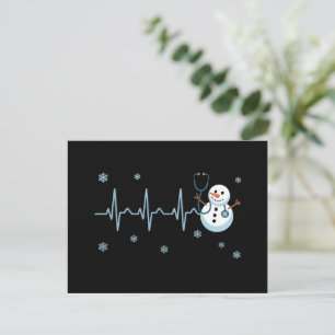 Cartão Postal De Festividades Enfermeira Coração de Neve Natal 