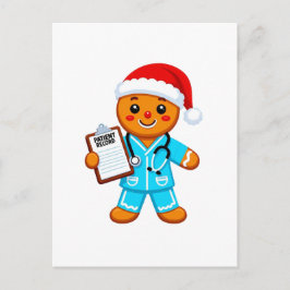 Cartão Postal De Festividades Enfermeira de Pão de Mel Natal 2026 Feriado Saúde