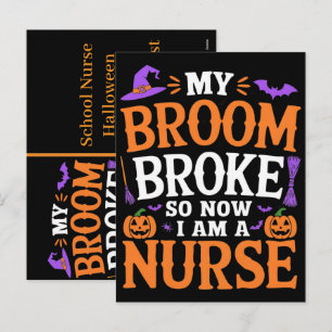 Cartão Postal De Festividades Enfermeira Escolar Halloween Engraçado Fantasma Vi