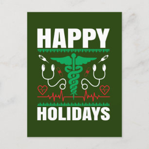 Cartão Postal De Festividades Enfermeira Festiva Feliz Natal