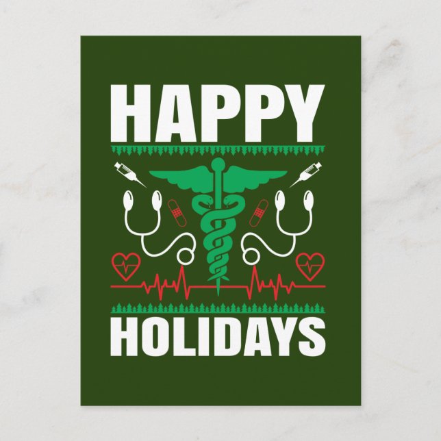 Cartão Postal De Festividades Enfermeira Festiva Feliz Natal (Frente)