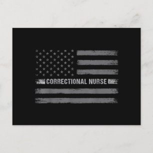 Cartão Postal De Festividades Enfermeiro correcional norte-americano Flag Vintag