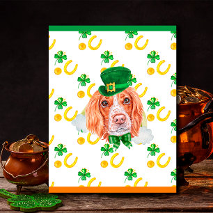 Cartão Postal De Festividades English Springer Spaniel Shamrock Dia de São Patrí