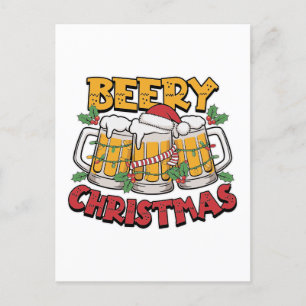 Cartão Postal De Festividades Engraçada arte de cerveja de Natal
