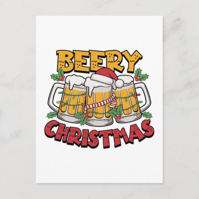 Cartão Postal De Festividades Engraçada arte de cerveja de Natal (Frente)