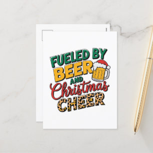 Cartão Postal De Festividades Engraçada arte de cerveja de Natal