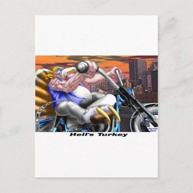 Cartão Postal De Festividades Engraçada Turquia Ação de Graças Harley Camisetas  (Frente)