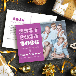 Cartão Postal De Festividades Engraçado 3ª Vez Engraçado Foto Moderna Roxo do An