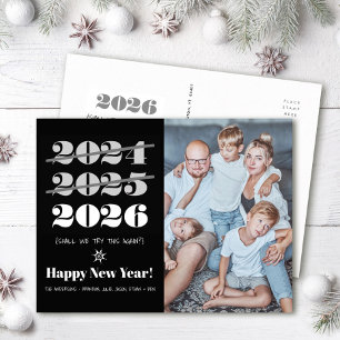 Cartão Postal De Festividades Engraçado 3º Ano Novo Foto em branco preto