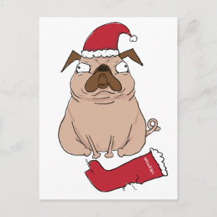 Cartão Postal De Festividades Engraçado Bah Humpug Papais noeis Pug Cartão de Na