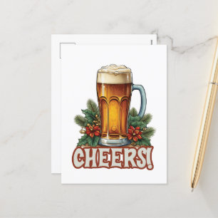 Cartão Postal De Festividades Engraçado Cerveja Anima bar de arte