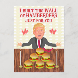 Cartão Postal De Festividades Engraçado Donald Trump Hamberders Dia de os namora