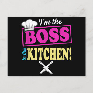 Cartão Postal De Festividades Engraçado Eu Sou O Chefe Neste Cozinhar De T-shirt
